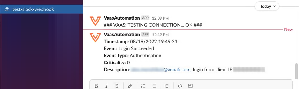 screenshot of Slack channel