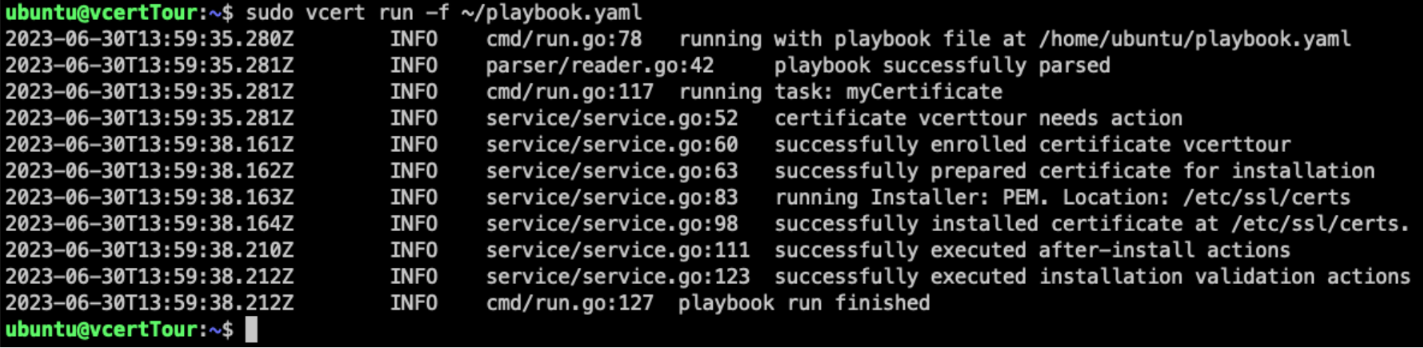 run vcert playbook